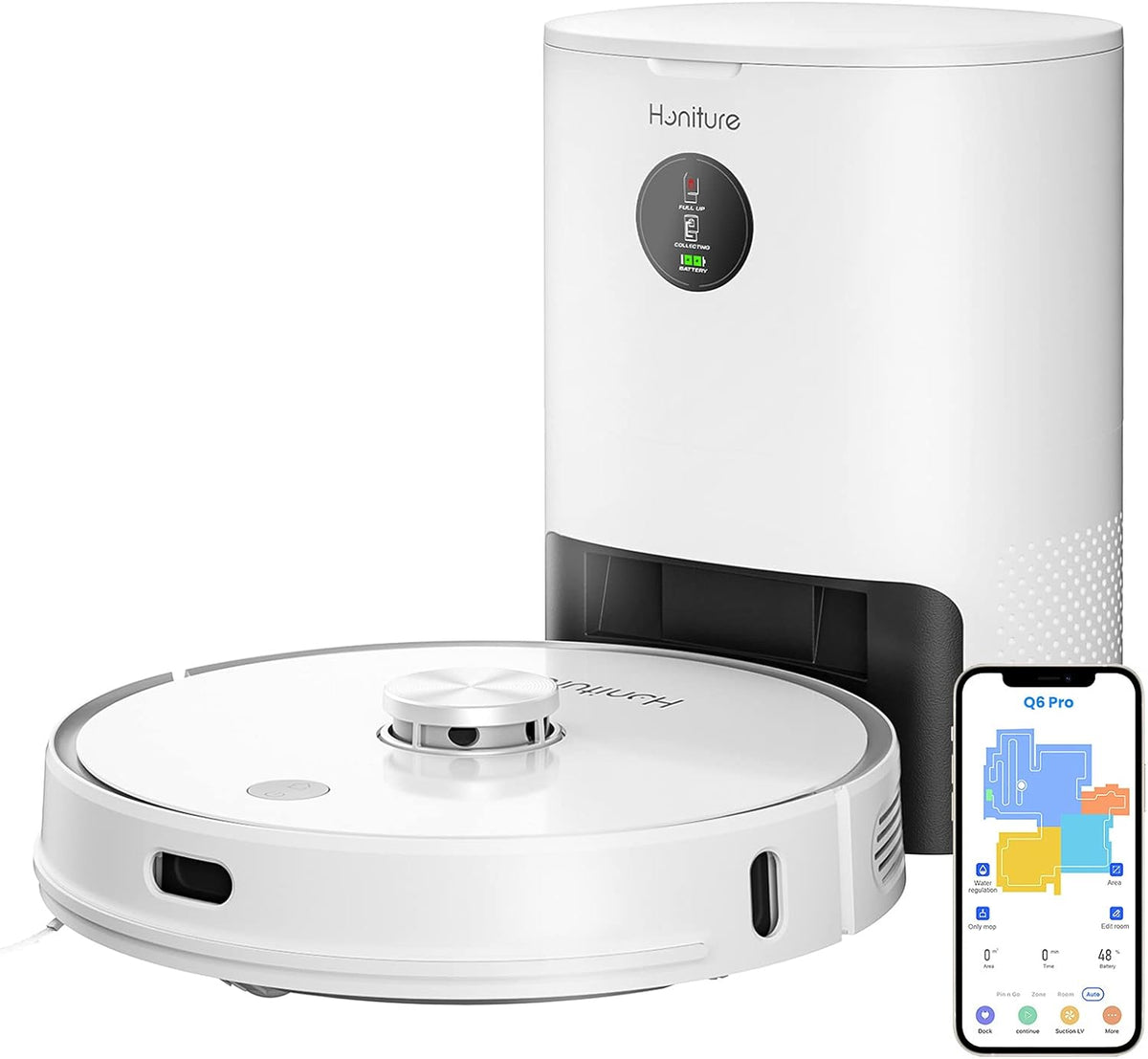 Self Emptying Robot Vacuum And Mop Combo, 3000Pa Suction, LIDAR Navigation, White U318
