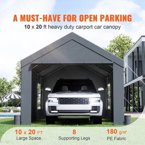 10 x 20 Feet Carport Canopy with Side Walls and Windows A28920