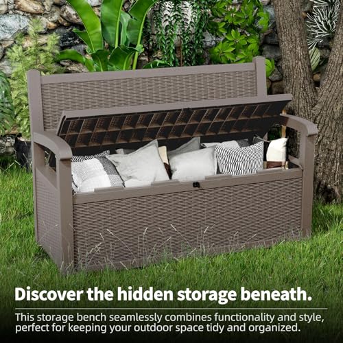 80 Gallon Waterproof Lockable Storage Bench Deck Box with Armrests L59809