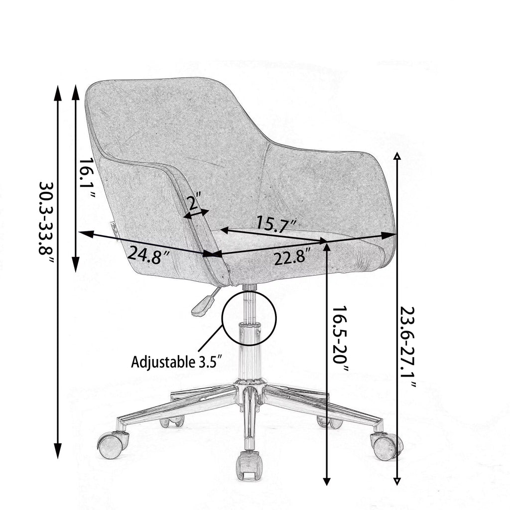Yellow Teddy Fabric Adjustable Height Office Chair G673877