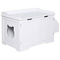 White Wooden Cat Litter Box Enclosure with Storage Rack R3612