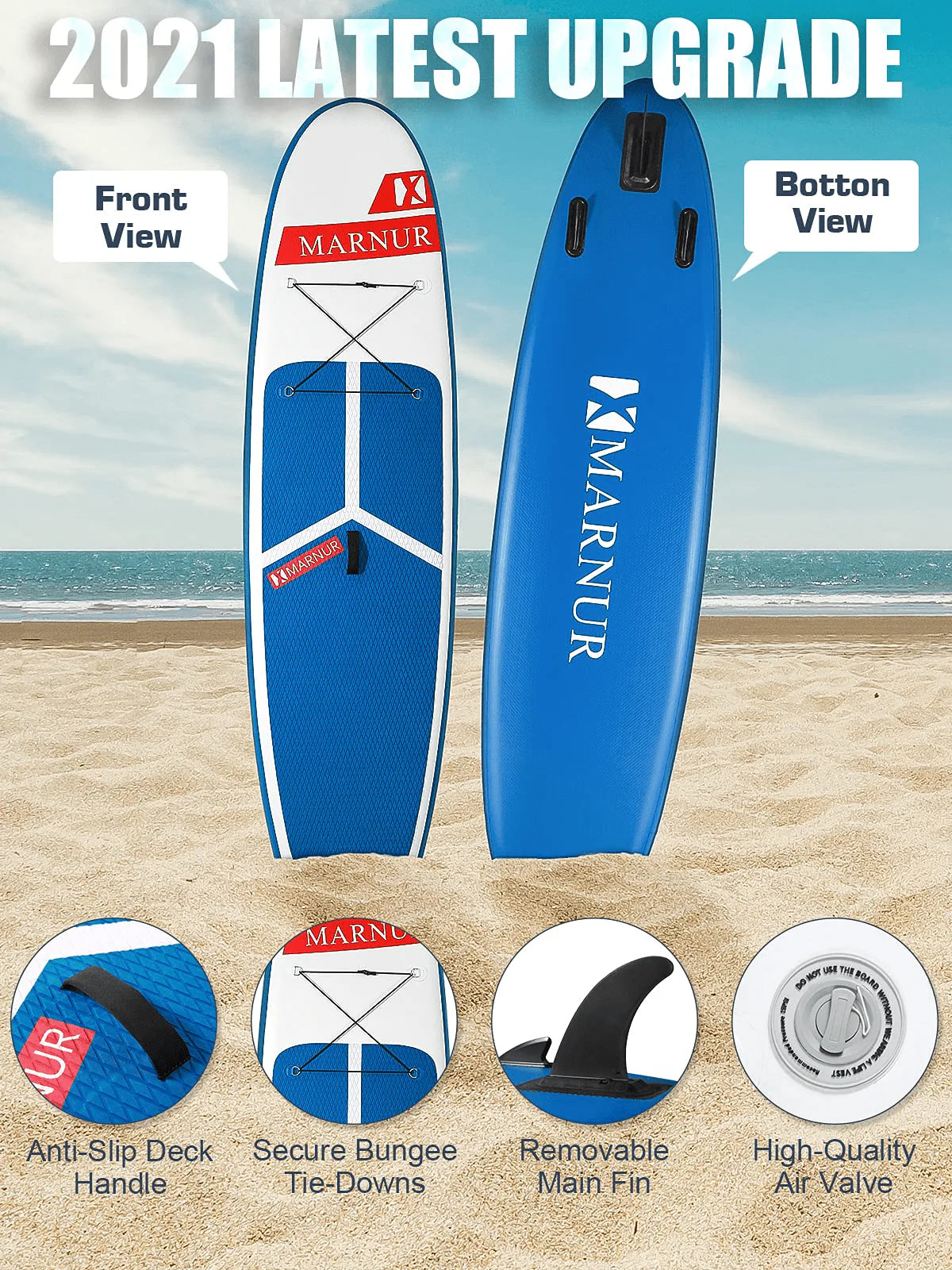 Inflatable Paddle Board with Non-Slip Deck and Pump and Paddle I616