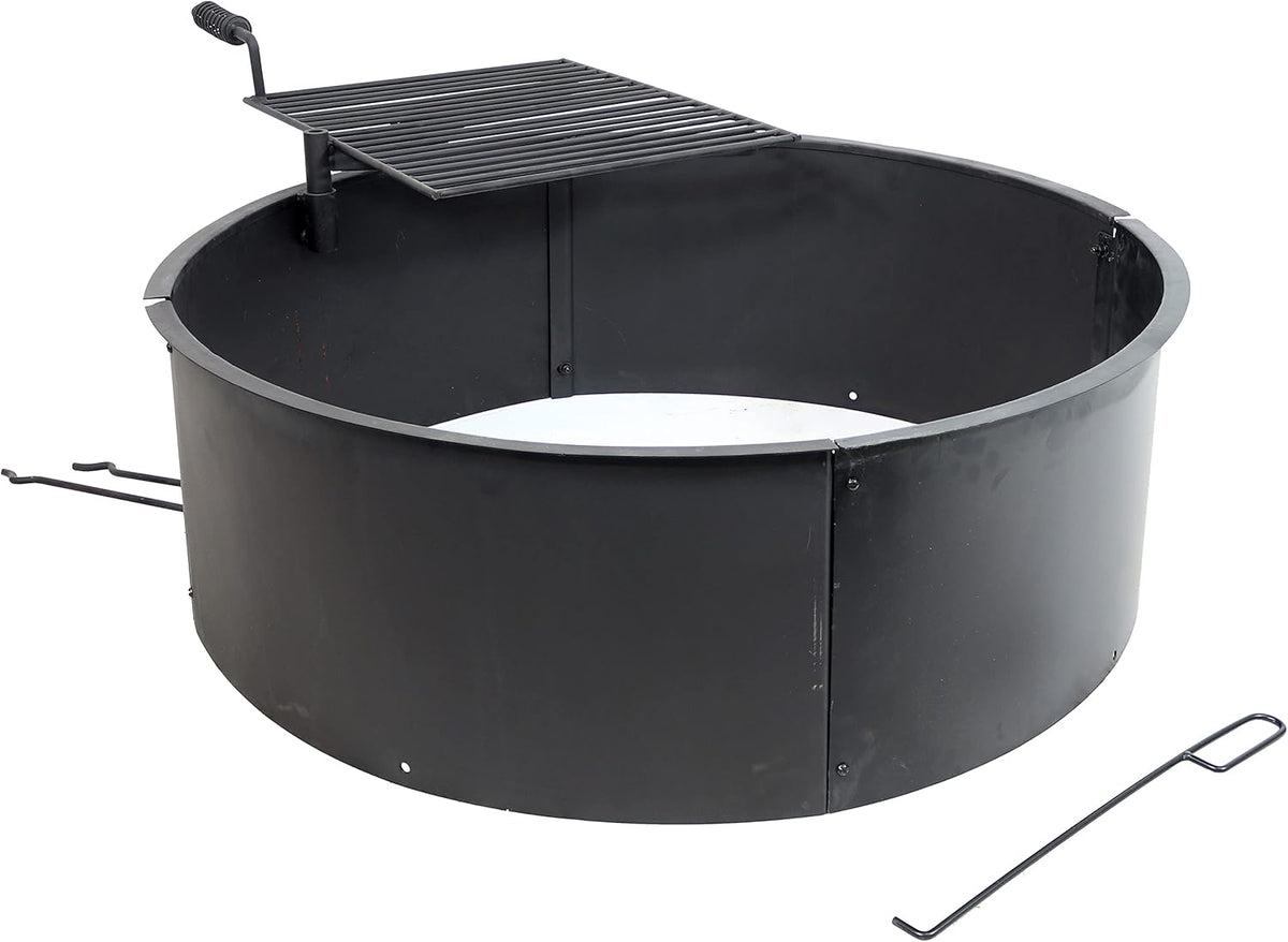 36 Inch Heavy Duty Steel Wood Burning Fire Pit with Cooking Grate and Fire Poker X22733