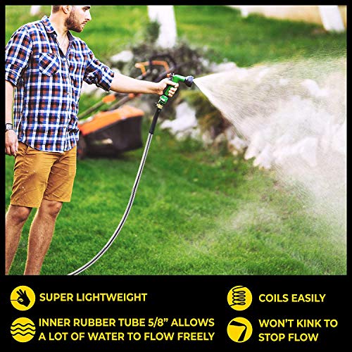100 Ft Stainless Steel Garden Hose with Nozzle Z366