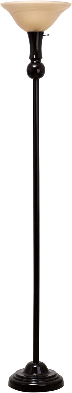 Bronze 3-Way Torchier Lamp with Frosted Amber Glass Shade L110172