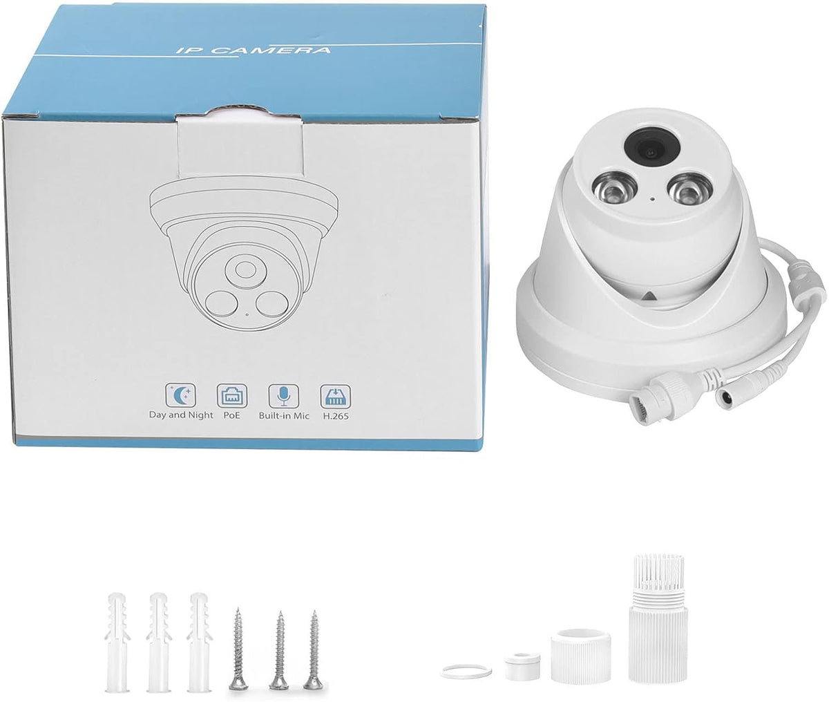 4K 8MP Outdoor PoE IP Turret Camera with Mic, 2.8mm Lens, IP67 N1976