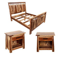 Solid Sheesham Wood Queen Bed with 2 Nightstands P3899