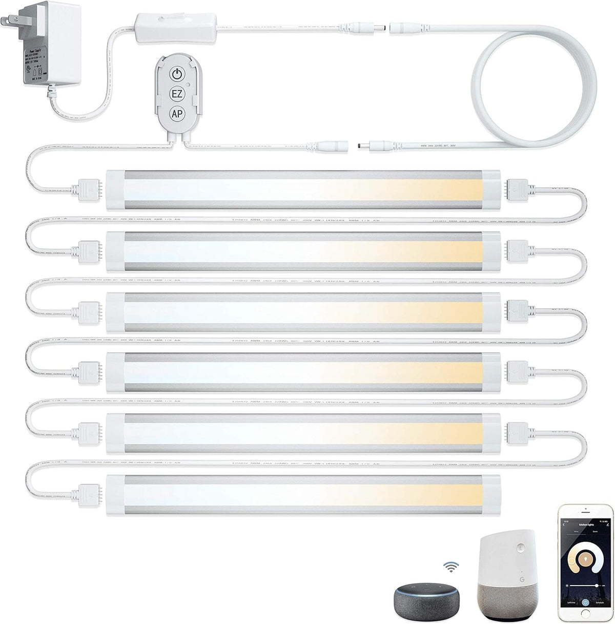 LED Smart Under Cabinet Lights 2700K to 6500K 6 Lights Bar Kit U435749