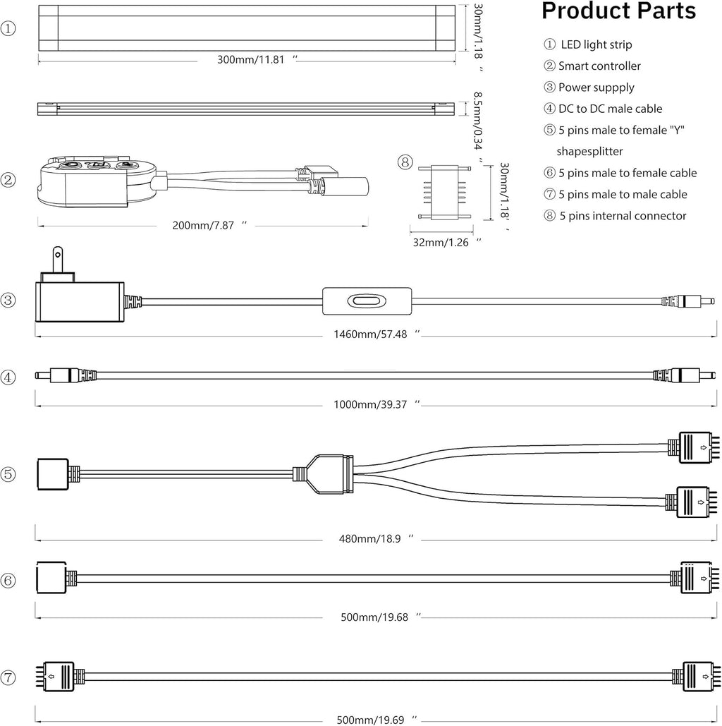LED Smart Under Cabinet Lights 2700K to 6500K 6 Lights Bar Kit U435749