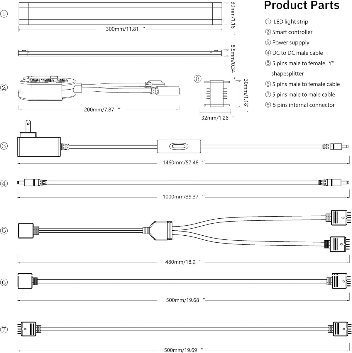 LED Smart Under Cabinet Lights 2700K to 6500K 6 Lights Bar Kit U435749