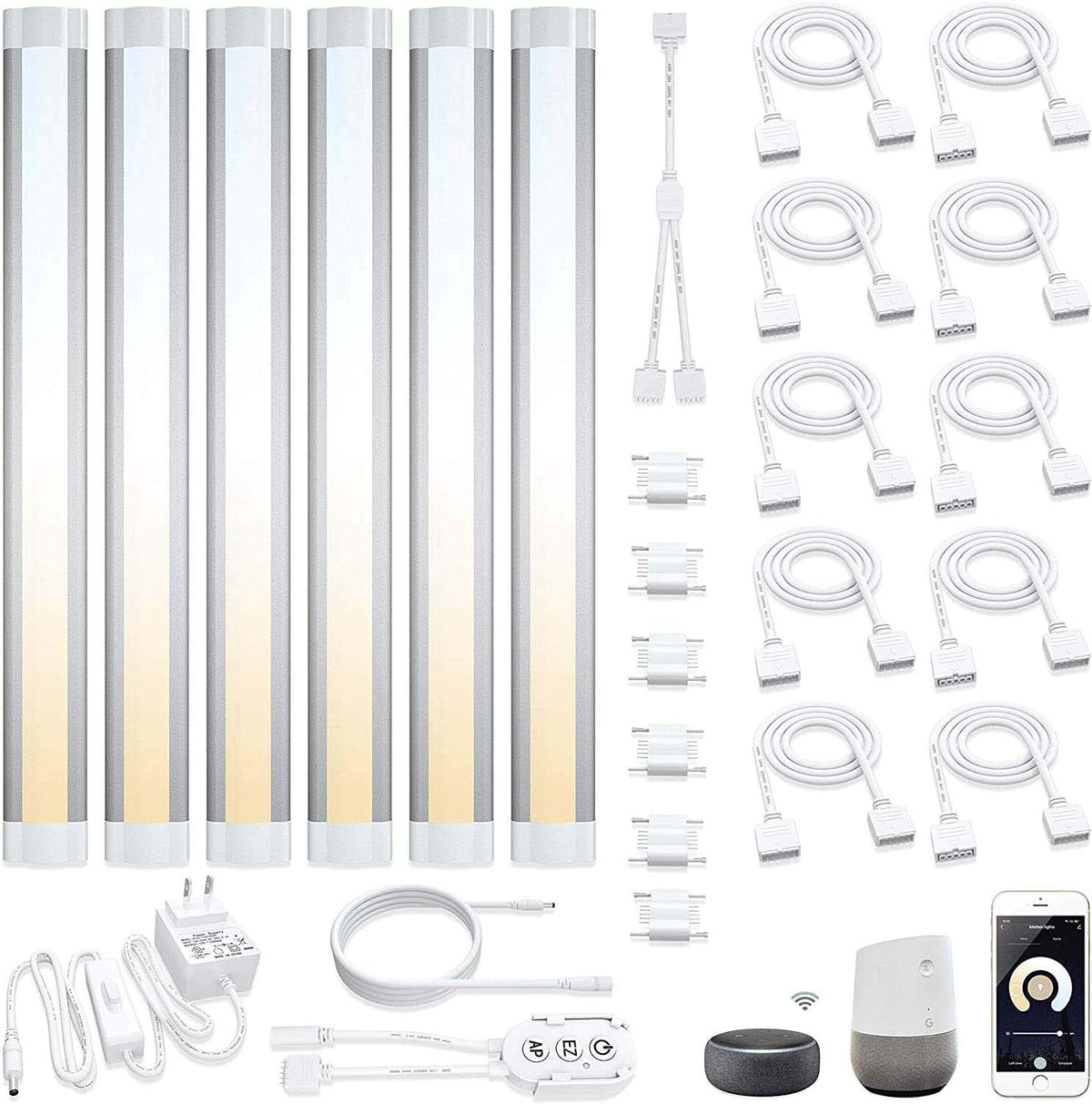 LED Smart Under Cabinet Lights 2700K to 6500K 6 Lights Bar Kit U435749
