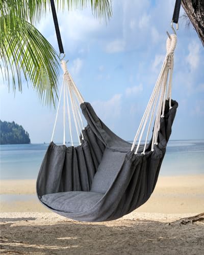 Hanging Cotton Hammock Chair with 2 Cushions T26515