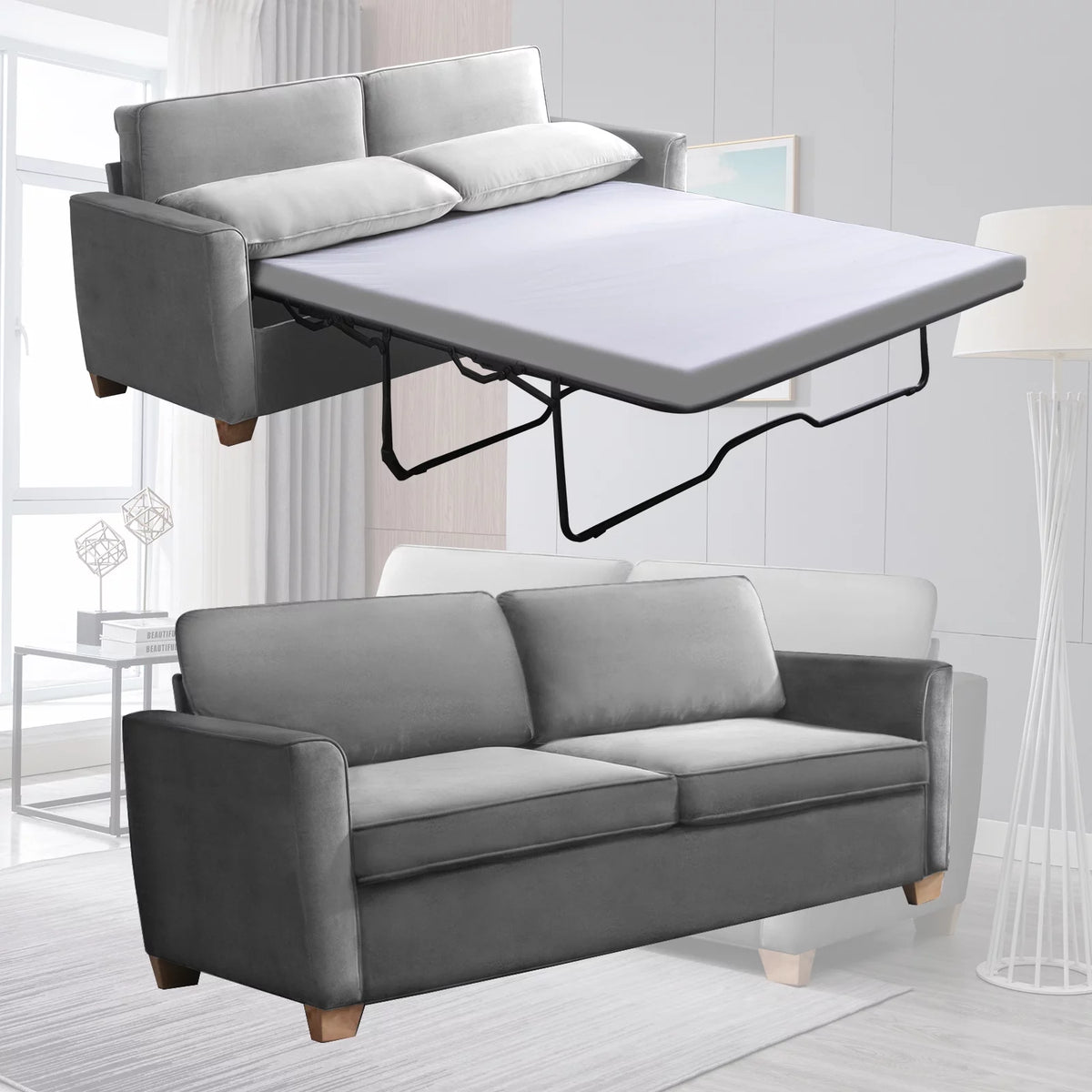 Velvet Full Size Pull Out Sofa Bed L739