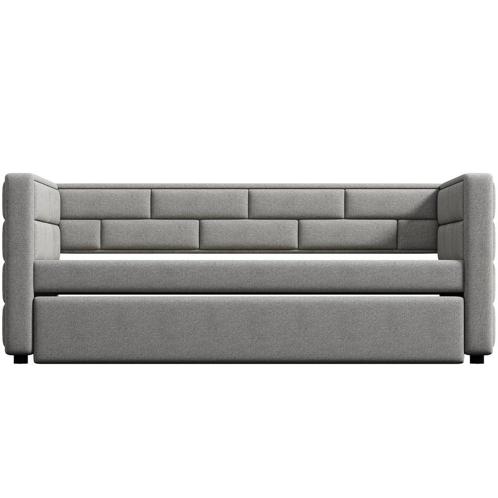 Gray Twin Size Upholstered Daybed with Trundle B103469