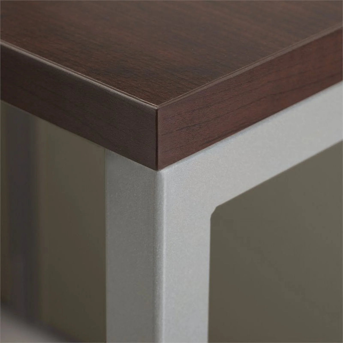 L Shaped Cubicle with Storage in Brown E69978