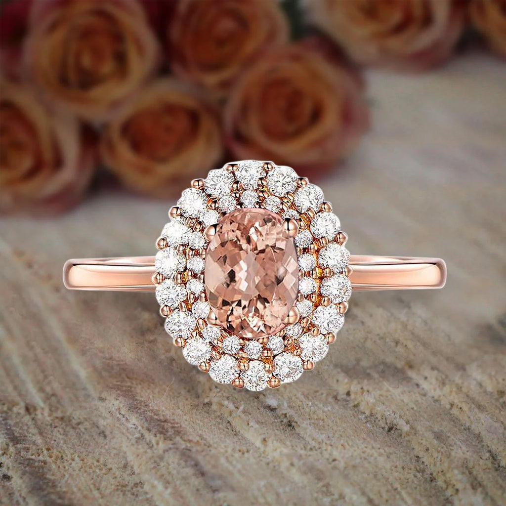 10k Rose Gold Morganite and Diamond Engagement Ring Y264965