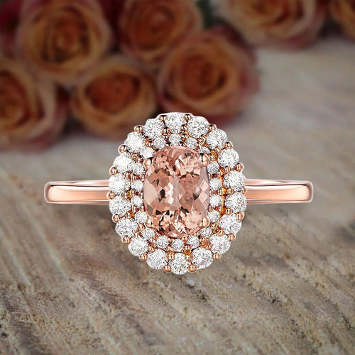 10k Rose Gold Morganite and Diamond Engagement Ring Y264965