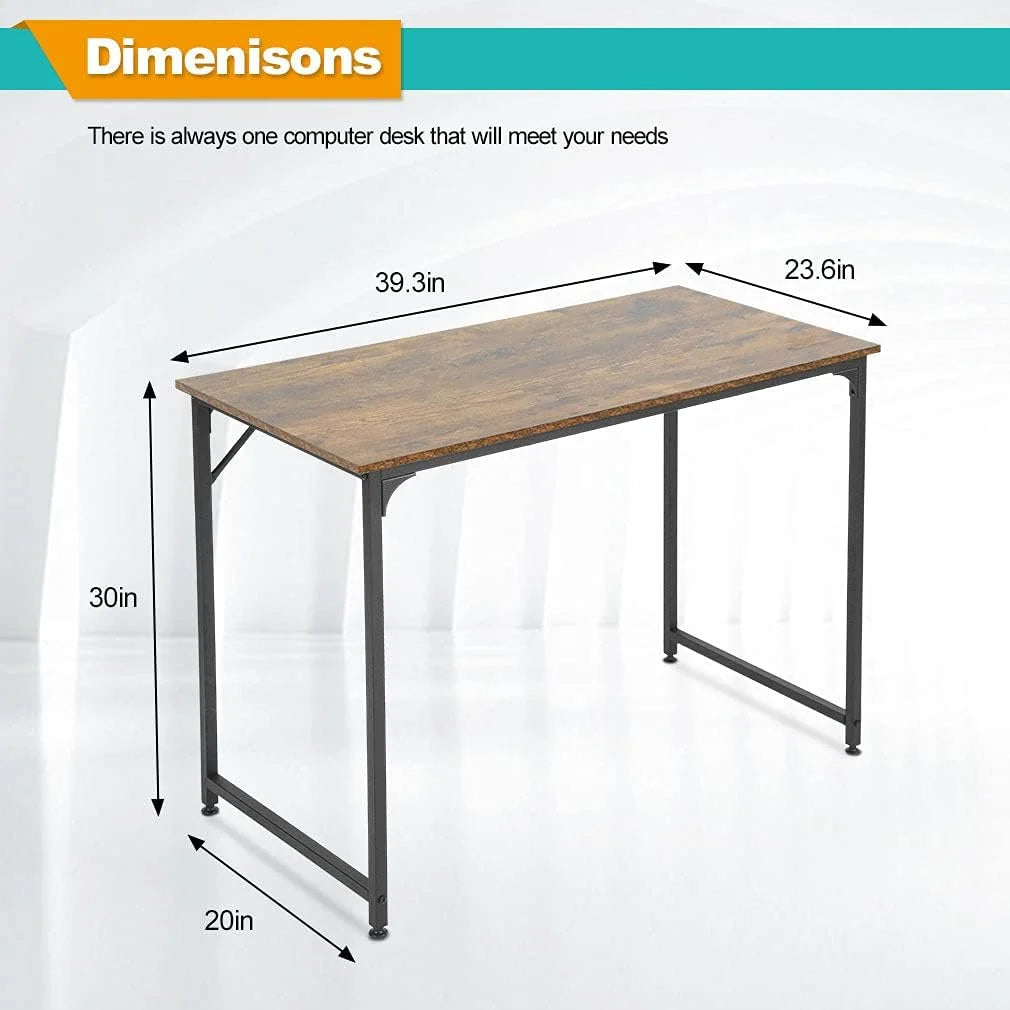40 inch Computer Desk Wood Top Metal Frame Workstation S3209