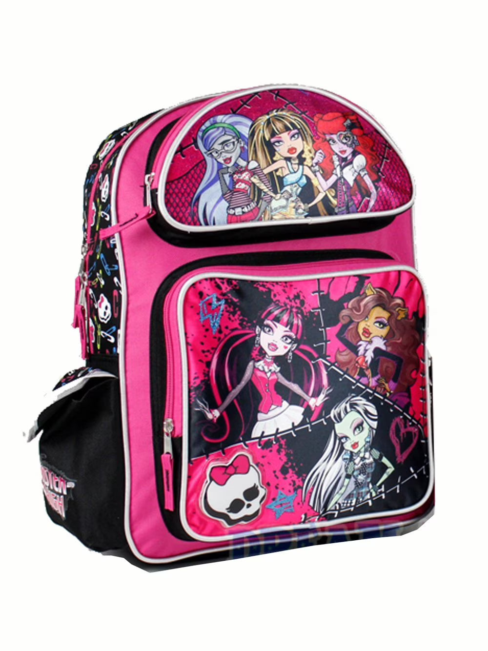 Pink and Black Skulls Small Backpack N429