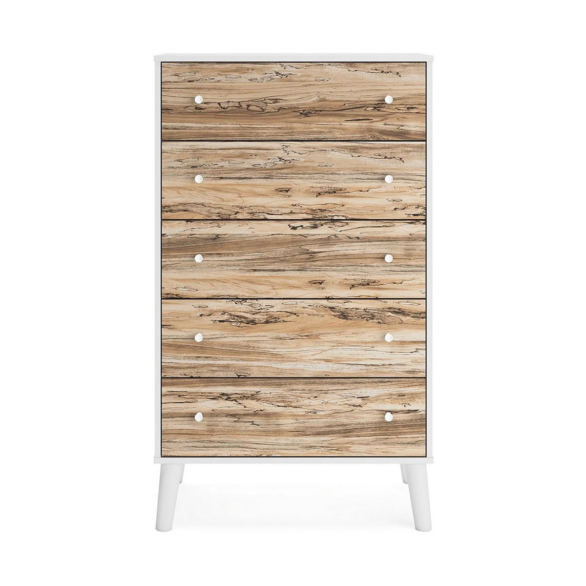 White and Brown 5 Drawer Dresser Chest U3639