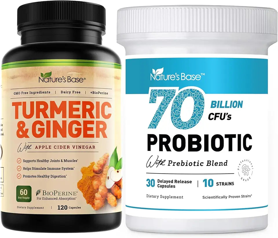 Turmeric & Ginger 120 ct + Probiotics 70 Billion CFU 30 ct N1586