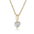 10K Yellow Gold White Sapphire Heart Pendant Necklace with 18" Chain U91190
