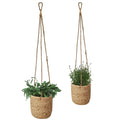 Set of 2 Woven Hanging Plant Pots with Waterproof Interior Plastic Coating G651514