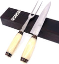 Handmade Bone Handle Carving Set with Wooden Box T8334