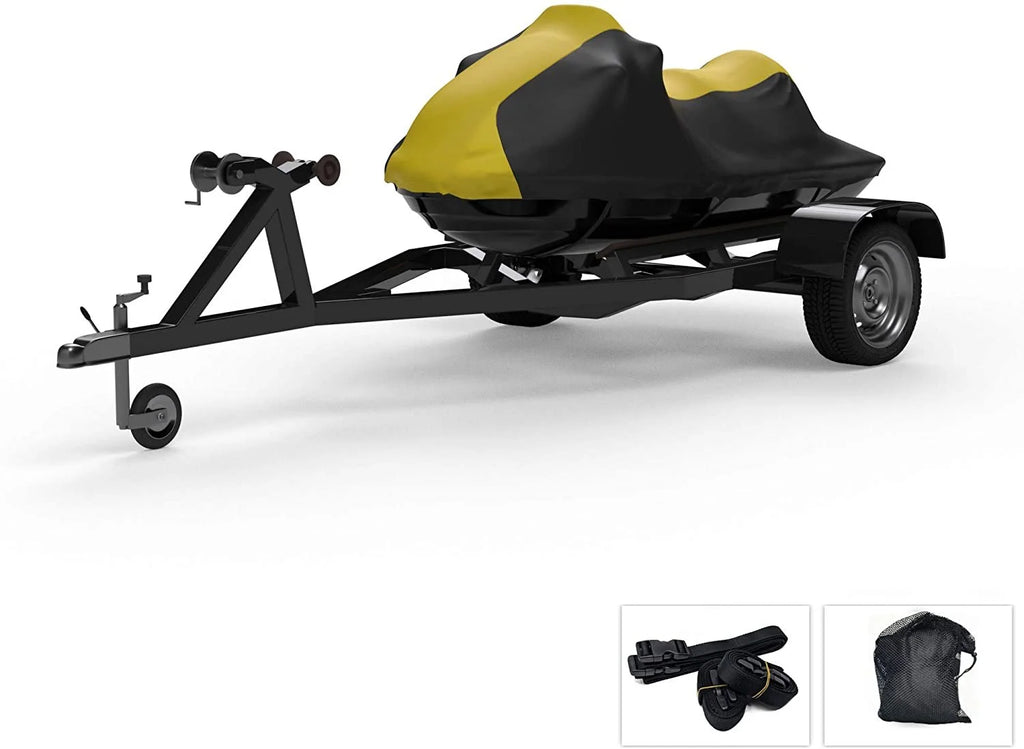 Yellow/Black All Weather Jet Ski Cover with Trailer Straps and Storage Bag O468