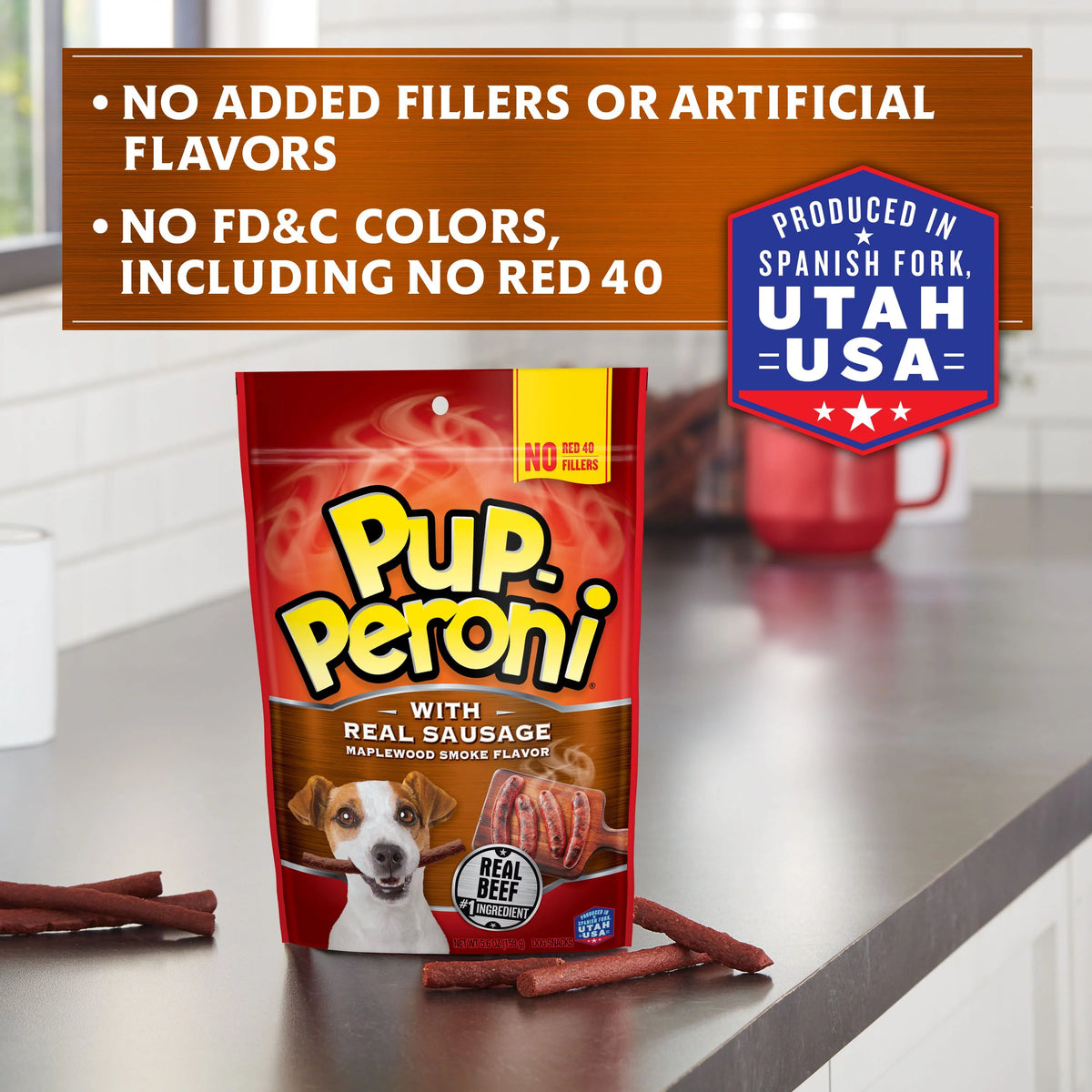 With Real Sausage Maplewood Smoke Flavor Dog Treats, 5.6oz Bag (Pack of 8) A6803