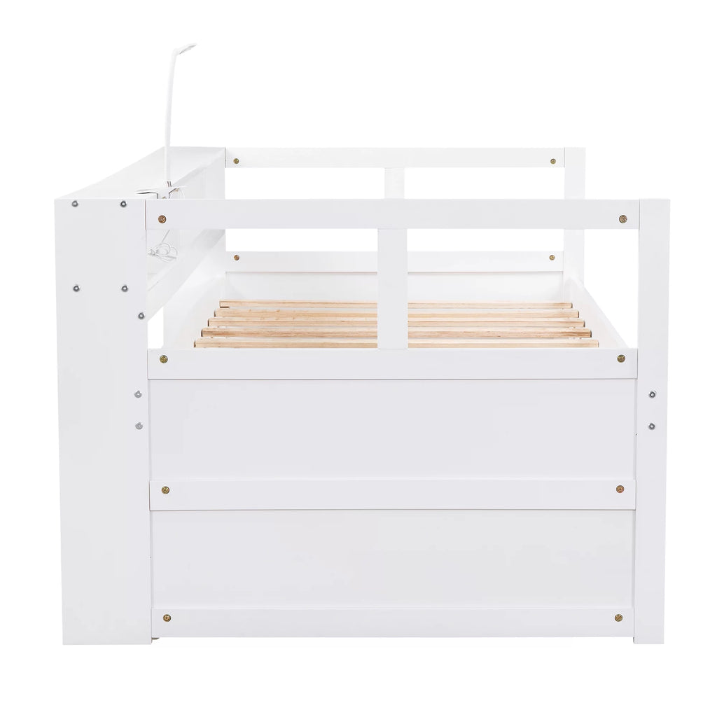 Twin Platform Bed with Storage Shelf and USB Charging X709