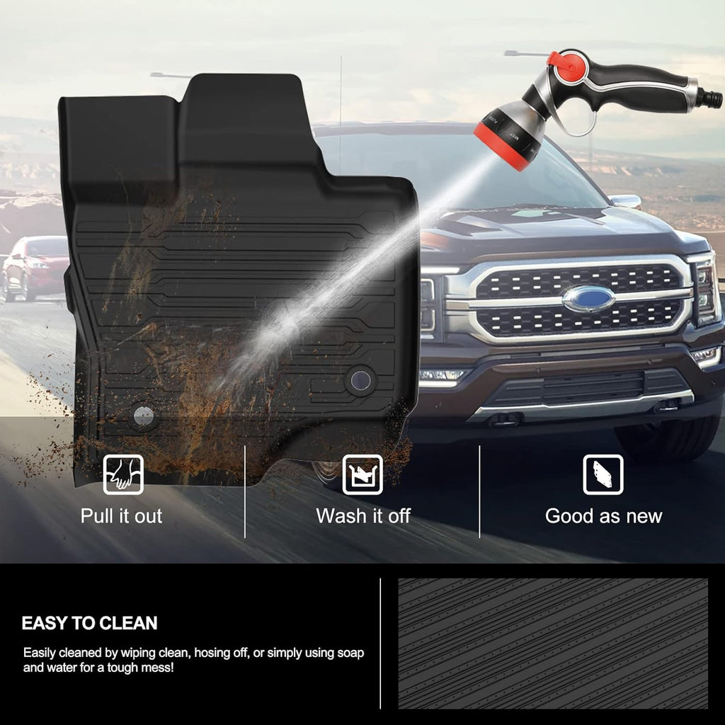 F150 Floor Mats for 2021 2022 Ford F-150 SuperCrew Cab All Weather Custom Fit Liners I807