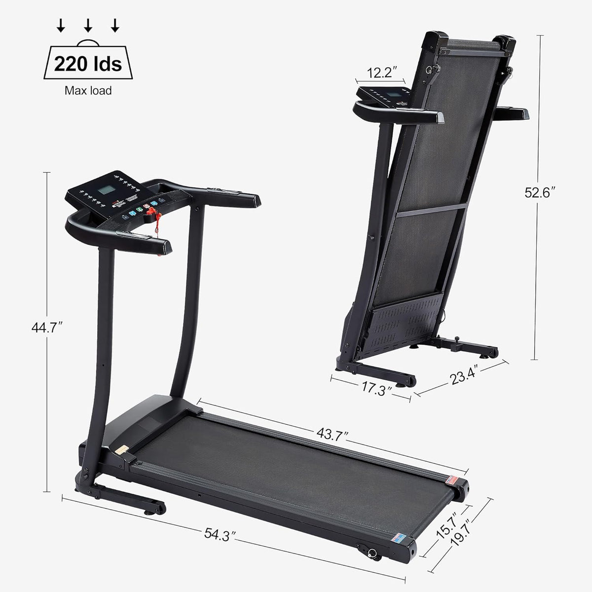 2.5 HP folding treadmill with 3-speed incline adjustment and 12 preset programs G19752