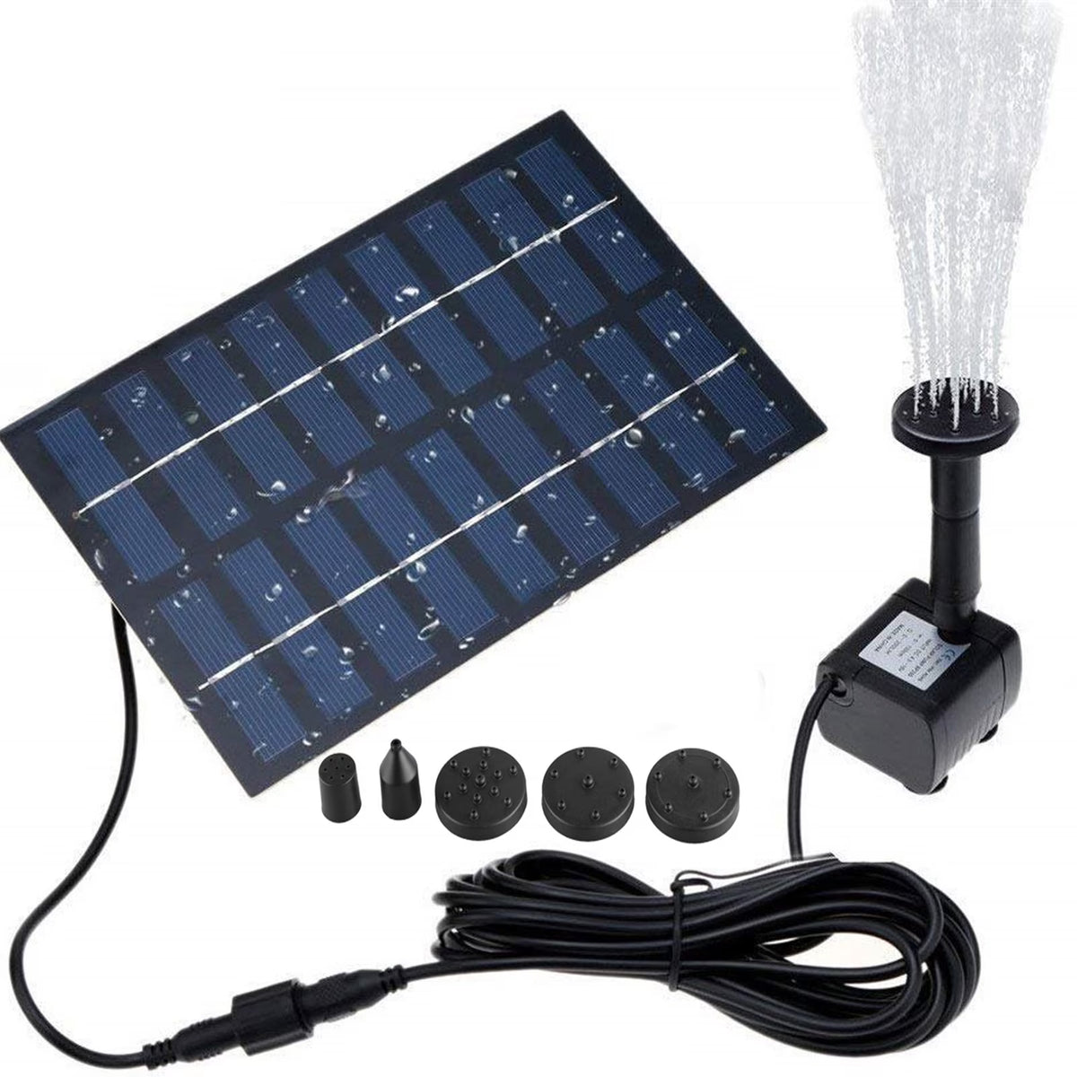 1.2W Solar Fountain Submersible Water Pump with 4 Types Sprinkler Heads L598