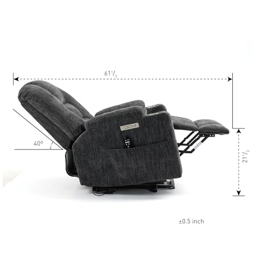 Grey Power Lift Recliner Chair with Massage and Heat H4625