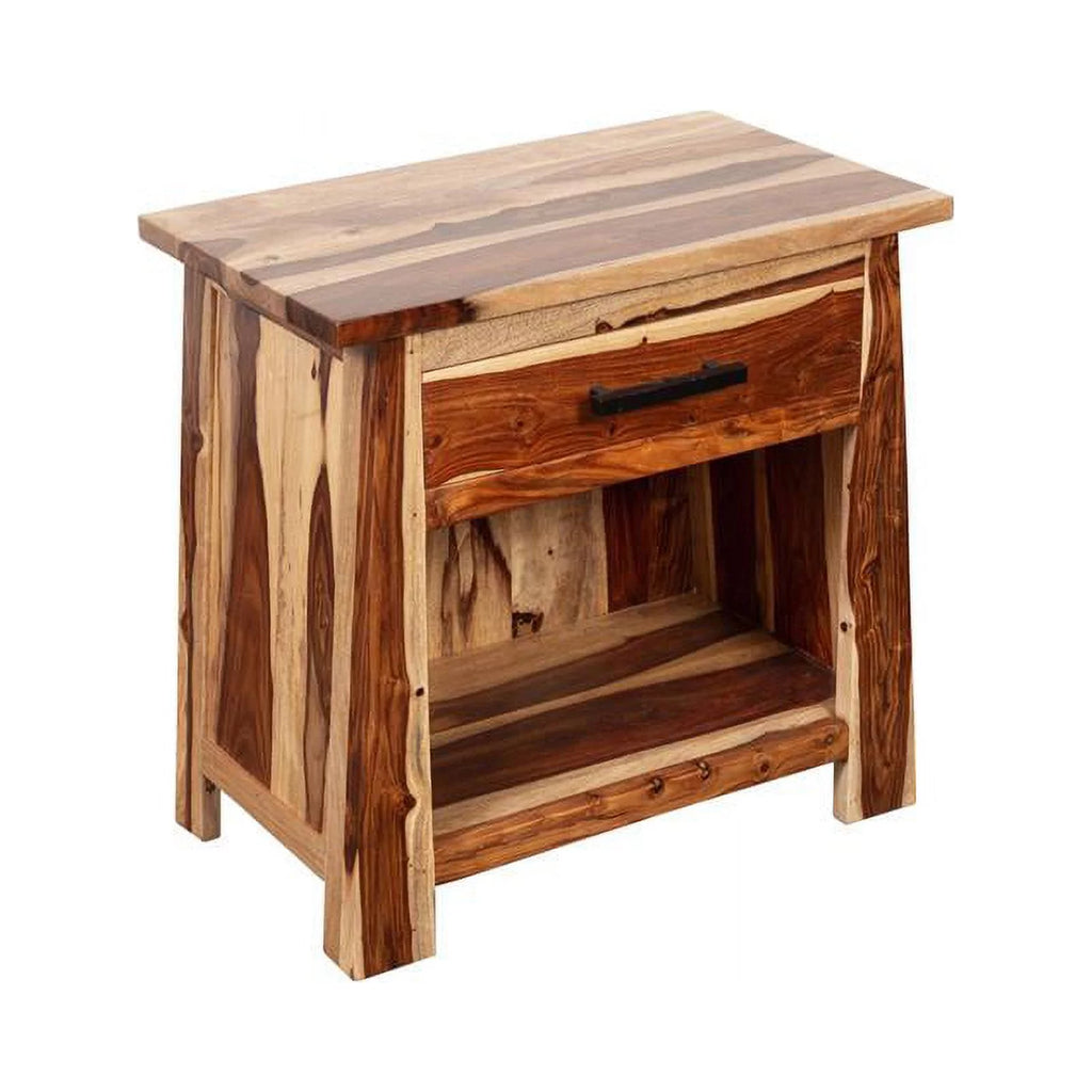 Solid Sheesham Wood Queen Bed with 2 Nightstands P3899