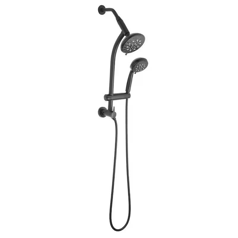 Matte Black 6-Spray Raincan Showerhead with Handshower P21349