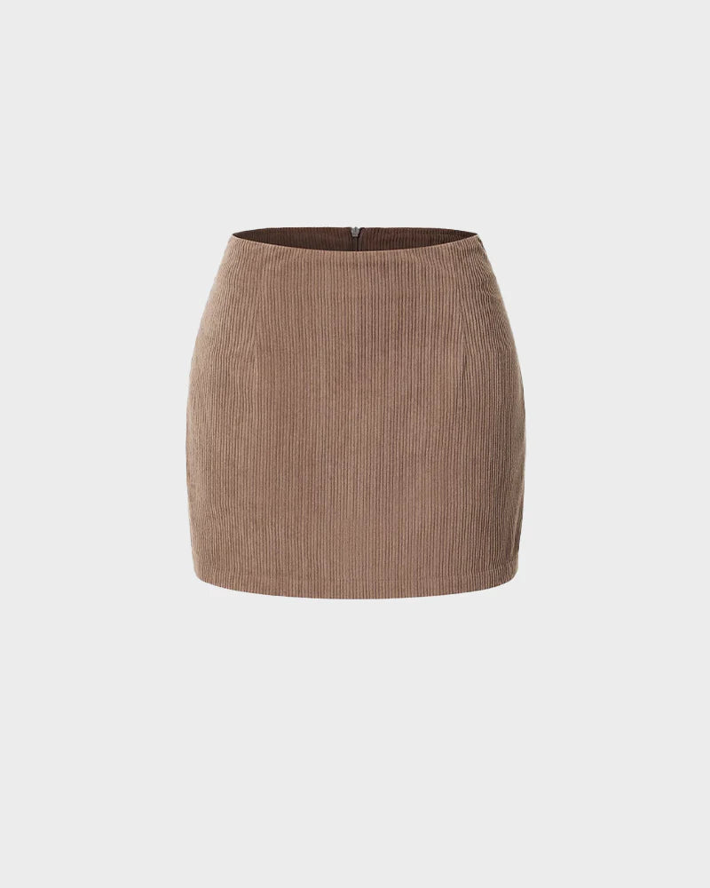 High Waist Corduroy 2-in-1 Mini Skirt A473