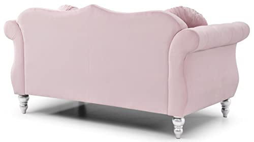 Pink Velvet Loveseat D3037