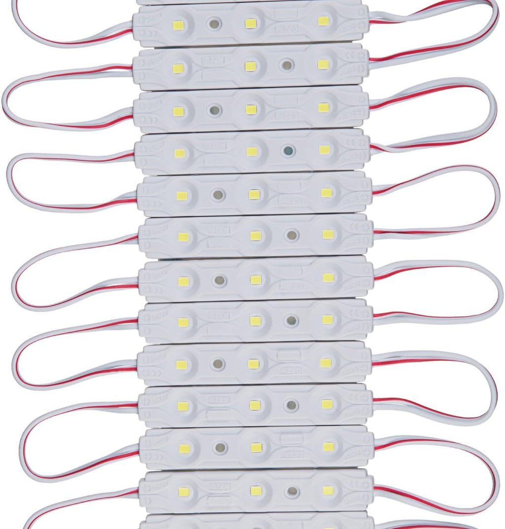 200pcs Daylight White 6500K 0.72W 12 Volt DC LED Module 2835 SMD 3 LEDs Waterproof with Tape Adhesive Backside Pack of 2 X593662