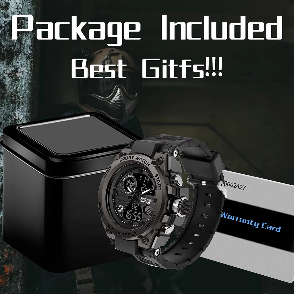 Men's Military Watch Outdoor Sports Electronic Watch Tactical Army Wristwatch LED Stopwatch Waterproof Digital Analog Watches I784