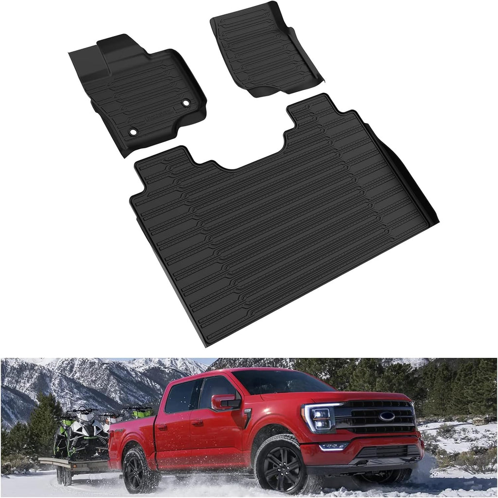 F150 Floor Mats for 2021 2022 Ford F-150 SuperCrew Cab All Weather Custom Fit Liners I807
