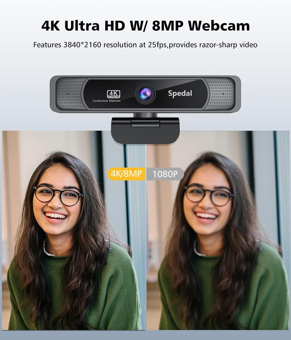 4K Wide Angle Webcam with Dual Microphones P321892