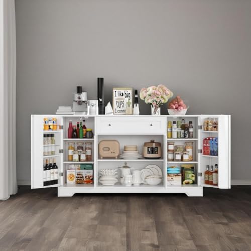 54" Black Wood Buffet Cabinet with Drawer F742855