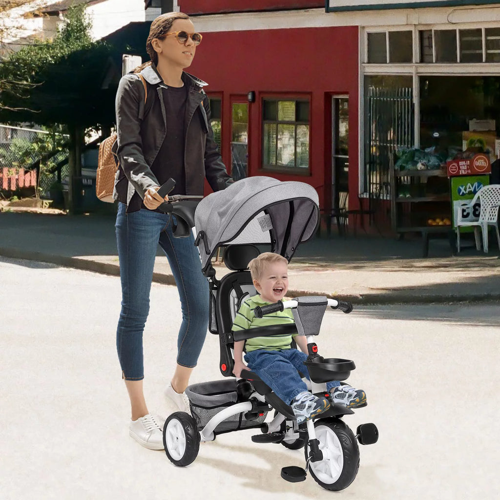 Folding Toddler Tricycle with Adjustable Canopy and Storage U275023