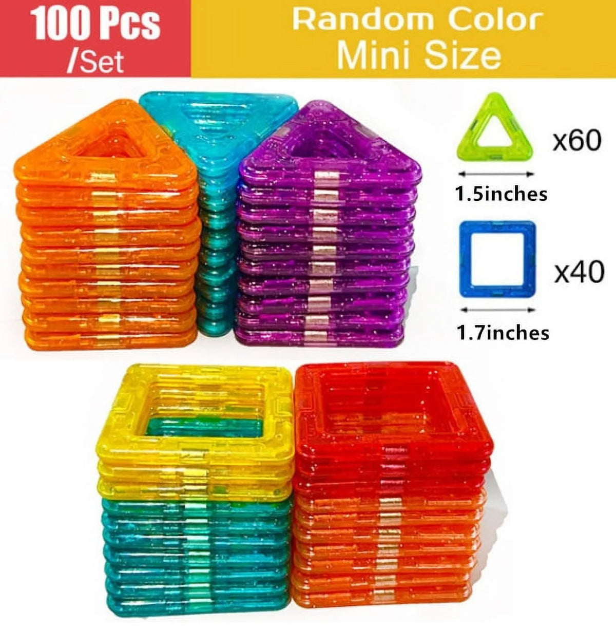 100 PCS Magnetic Tiles Building Blocks Set D683