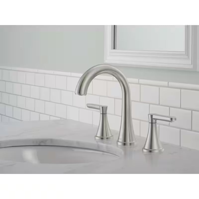 8 in. Widespread Double Handle Bathroom Faucet Brushed Nickel A188