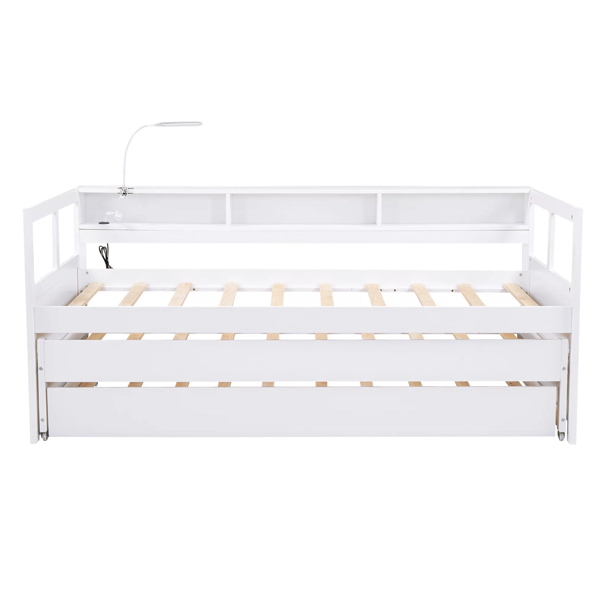 Twin Platform Bed with Storage Shelf and USB Charging X709