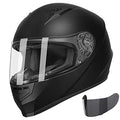Compact Motorcycle Helmet - Matte Black, Large - Full Face w/ Tinted Visor Z6946