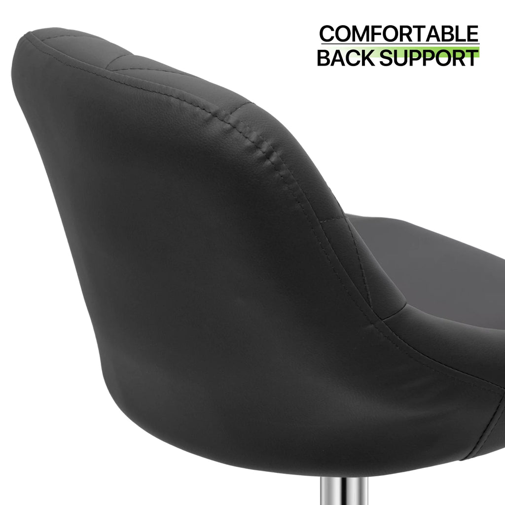 Set of 2 Faux Leather Adjustable Black Swivel Bar Stools with Backrest G202793